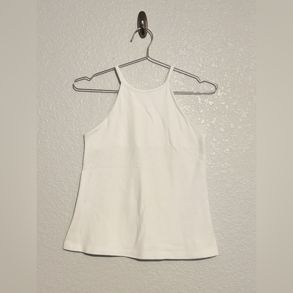 BisbyWhite Sleeveless Tank Top with High Neckline - Girl Size 12